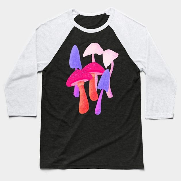 Electric Shrooms Baseball T-Shirt by Peggy Dean